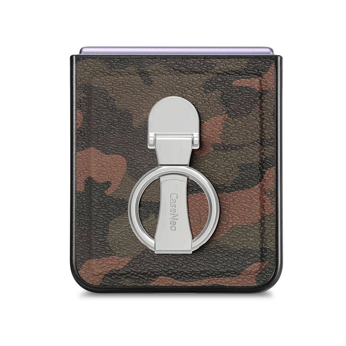 Für Samsung Galaxy Z Flip5 5G Camouflage Schutzhülle mit Ringhalter
