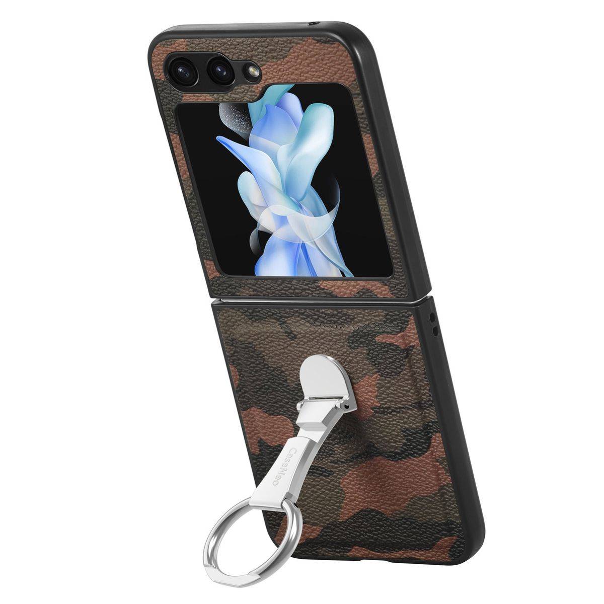 Für Samsung Galaxy Z Flip5 5G Camouflage Schutzhülle mit Ringhalter