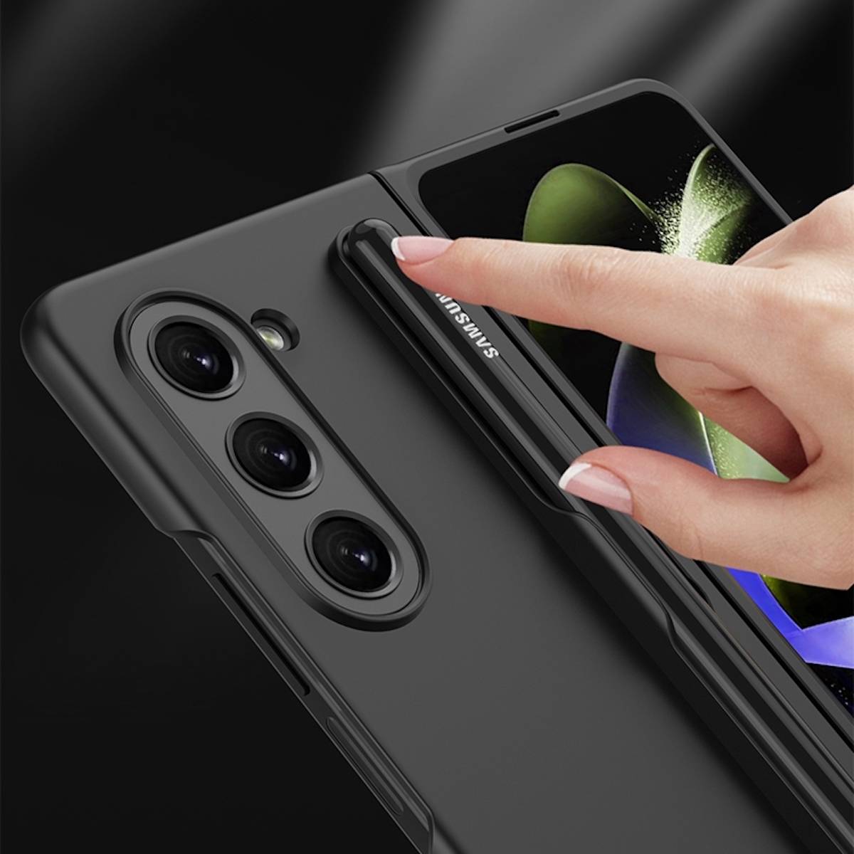 Für Samsung Galaxy Z Fold5 5G Schutzhülle mit Stift-Halter Handyhülle