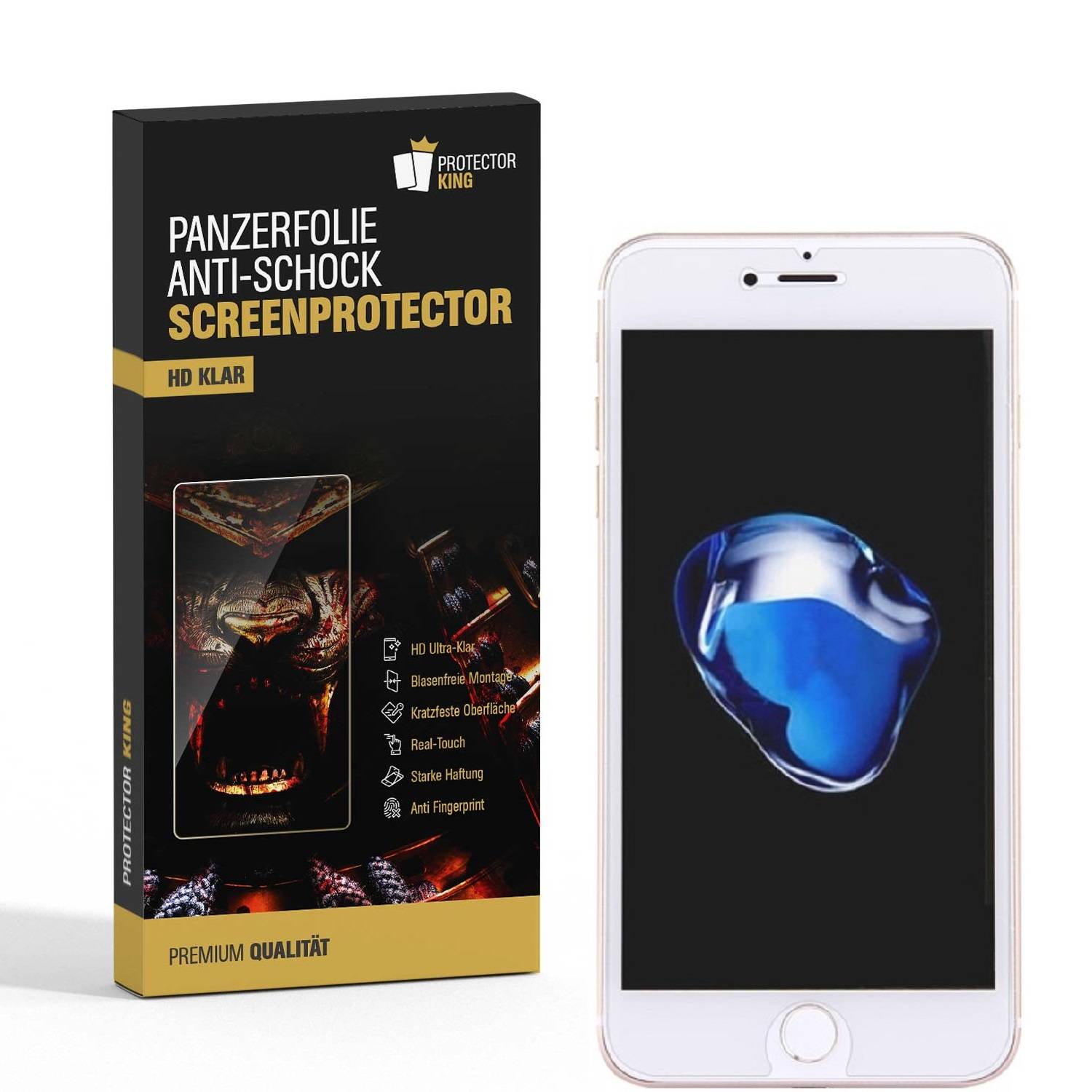 6x 9H Nano-Glass für iPhone 8 3D KLAR Anti-Shock Anti-Bruch Anti-Stoß Anti-Schmutz Panzernanoglas Displayschutz Schutzfolie Panzerfolie Panzerglas