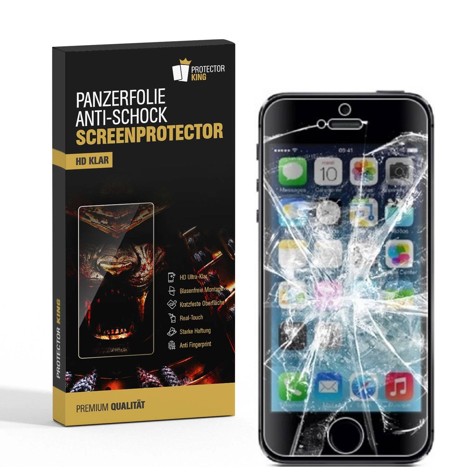 2x Panzerfolie für iPhone 5 5S 5C 5SE ANTI-SCHOCK Displayschutzfolie HD KLAR