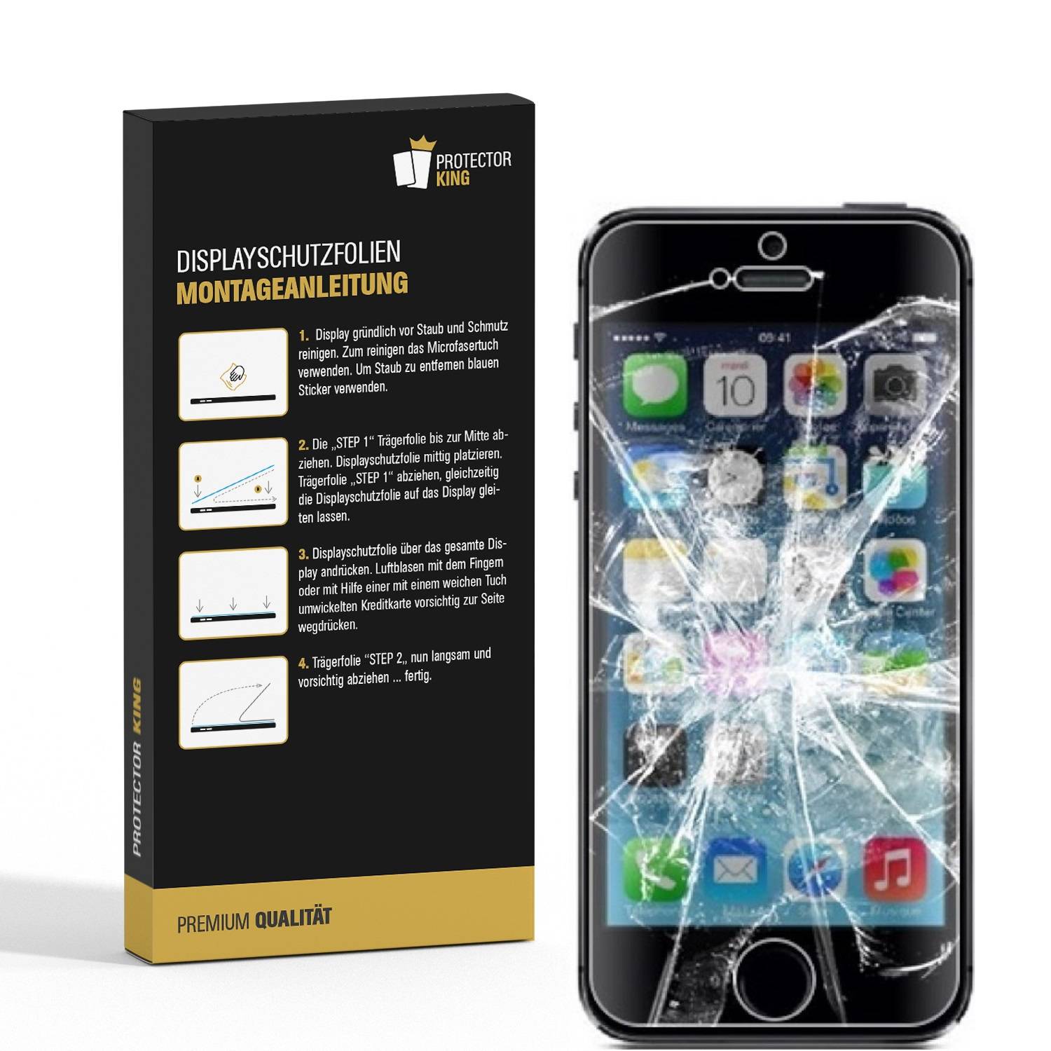 2x Panzerfolie für iPhone 5 5S 5C 5SE ANTI-SCHOCK Displayschutzfolie HD KLAR