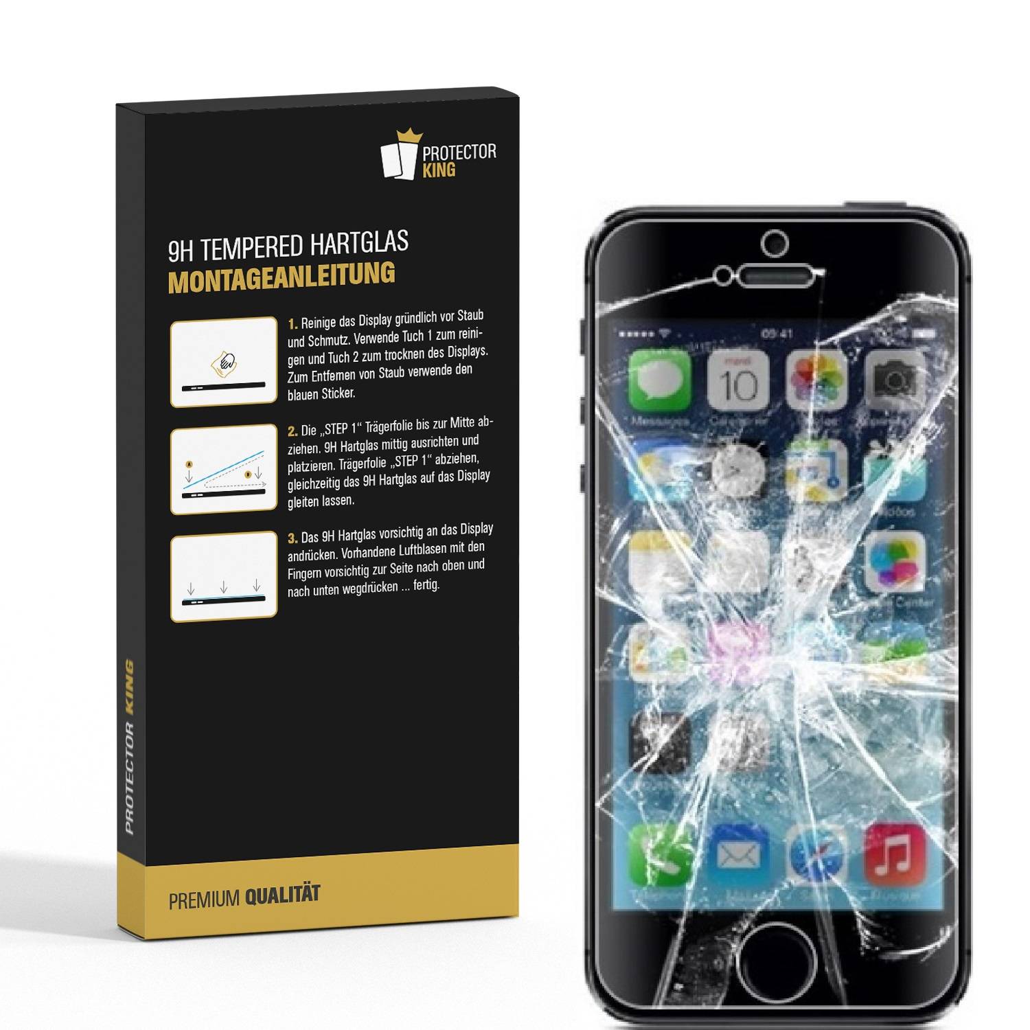 2x 9H Hartglasfolie für iPhone 5 5S 5C 5SE Panzerfolie Glasfolie Schutzglas KLAR Panzerglas Schutzfolie