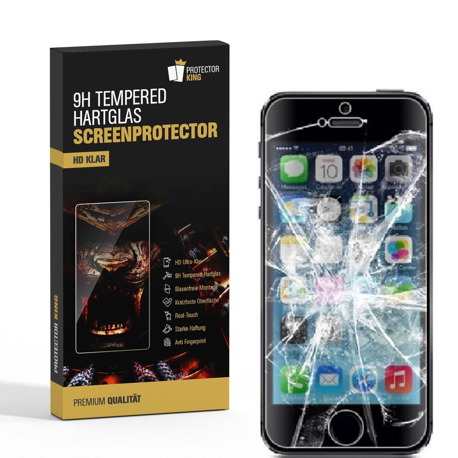 6x 9H Hartglasfolie für iPhone 5 5S 5C 5SE Panzerfolie Glasfolie Schutzglas KLAR Panzerglas Schutzfolie
