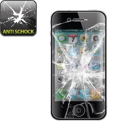 3x Panzerfolie ANTI-SCHOCK Displayschutzfolie Schutzfolie für iPhone 4 4S Klar