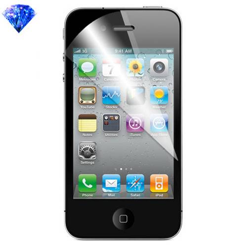 2x Displayschutzfolie für iPhone 4 4S Schutzfolie silber Diamant Glitzer HD KLAR