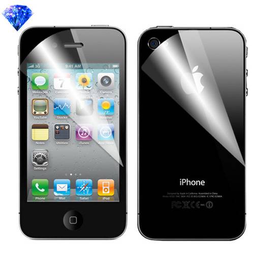 2x Displayschutzfolie für iPhone 4 4S Schutzfolie silber Diamant Glitzer KLAR FB