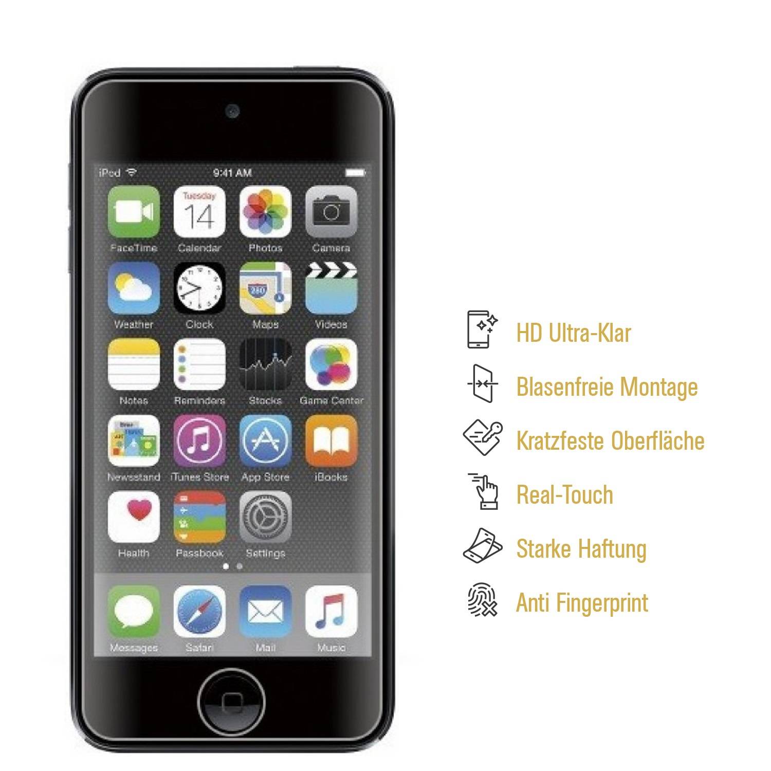 4x Panzerfolie für iPod Touch 7 Generation ANTI-SCHOCK Displayschutzfolie KLAR