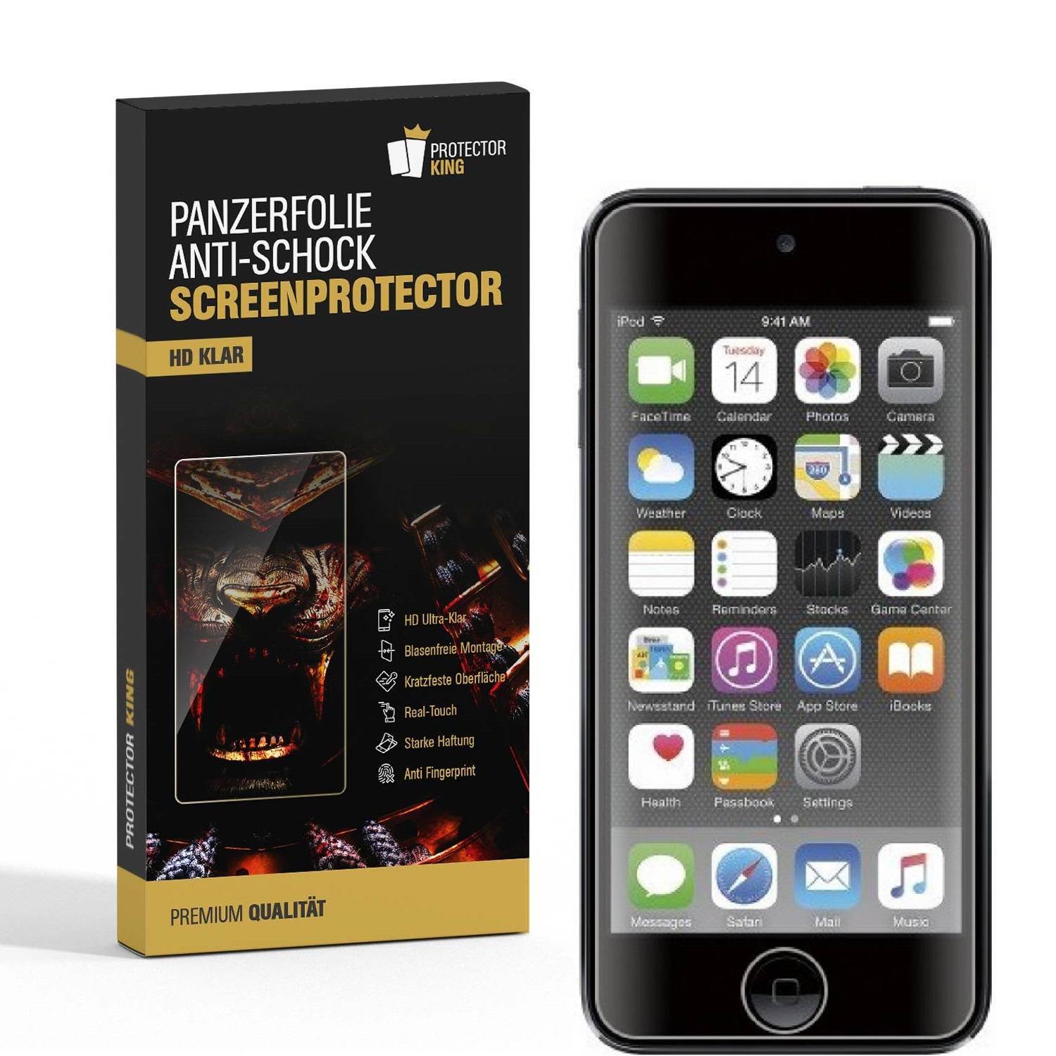 3x Panzerfolie für iPod Touch 6 Generation ANTI-SCHOCK Displayschutzfolie HD KLAR