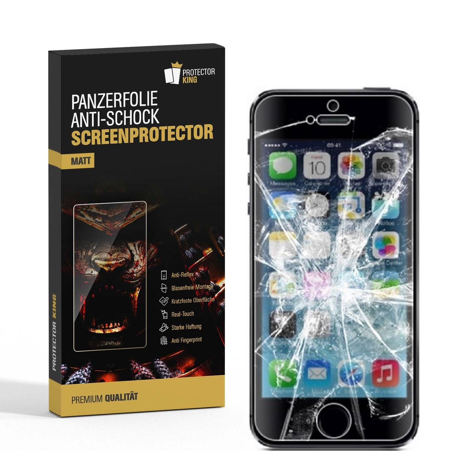 3x Panzerfolie für iPhone 5 5S 5C 5SE ANTI-SCHOCK Displayschutzfolie MATT