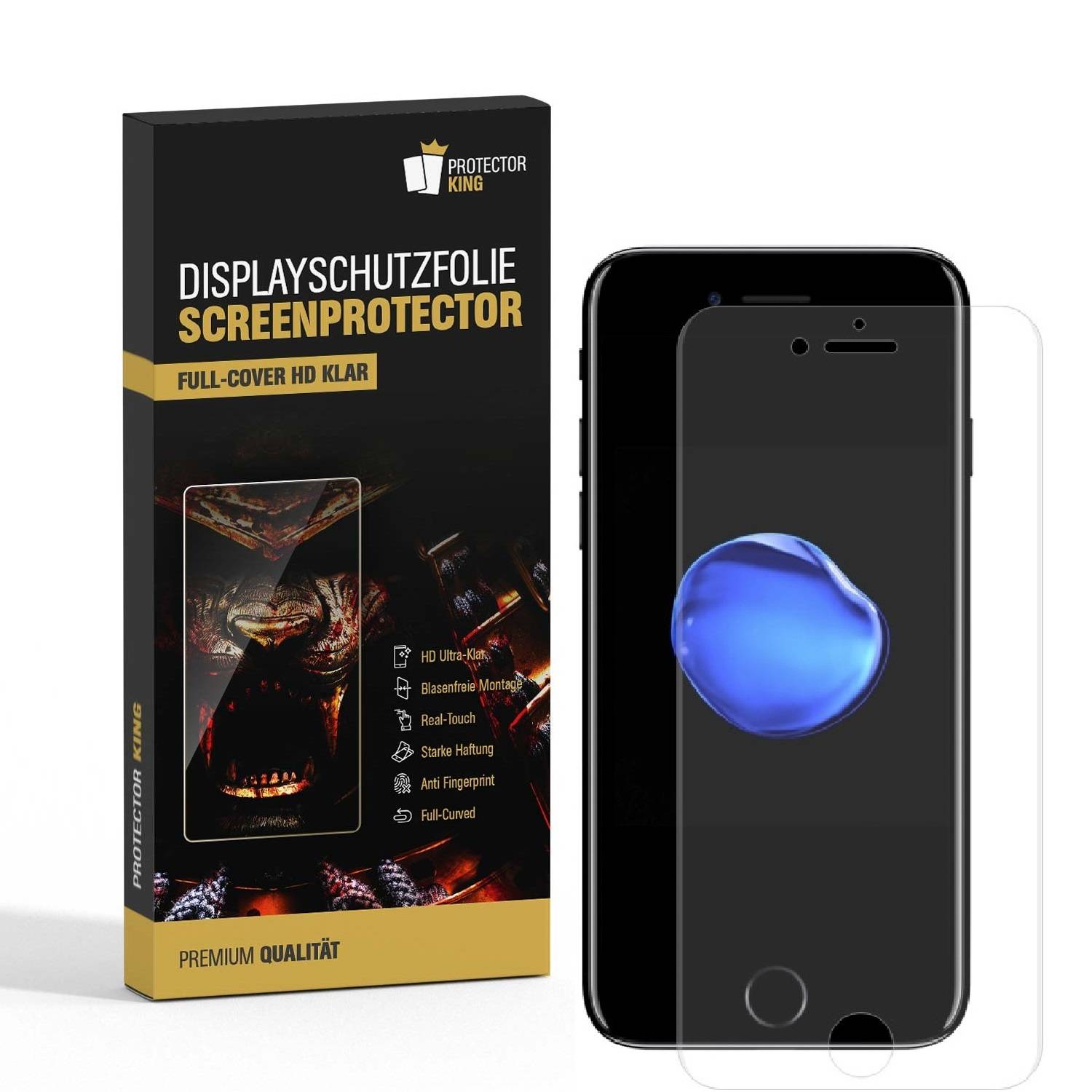 1x Displayschutzfolie für iPhone 7 Plus FULL COVER Displayfolie HD ULTRA KLAR