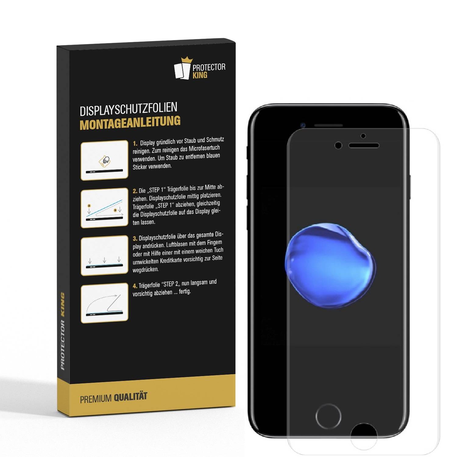 2x Displayschutzfolie für iPhone 8 Plus FULL COVER Schutzfolie Displayfolie KLAR