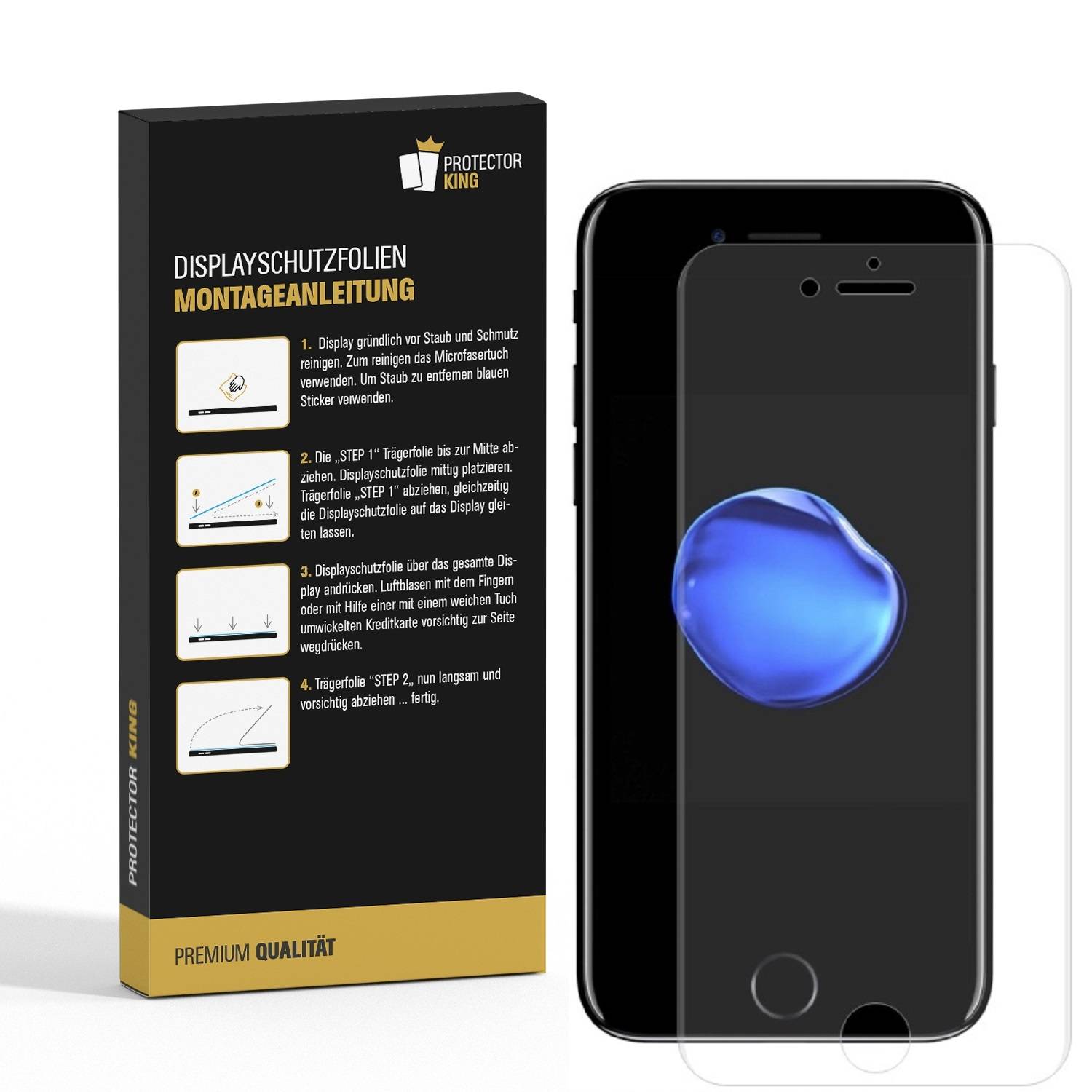 2x 9H Nano-Glass für iPhone 8 FULL COVER 3D KLAR Anti-Shock Anti-Bruch Anti-Stoß Anti-Schmutz Panzernanoglas Displayschutz Schutzfolie Panzerfolie