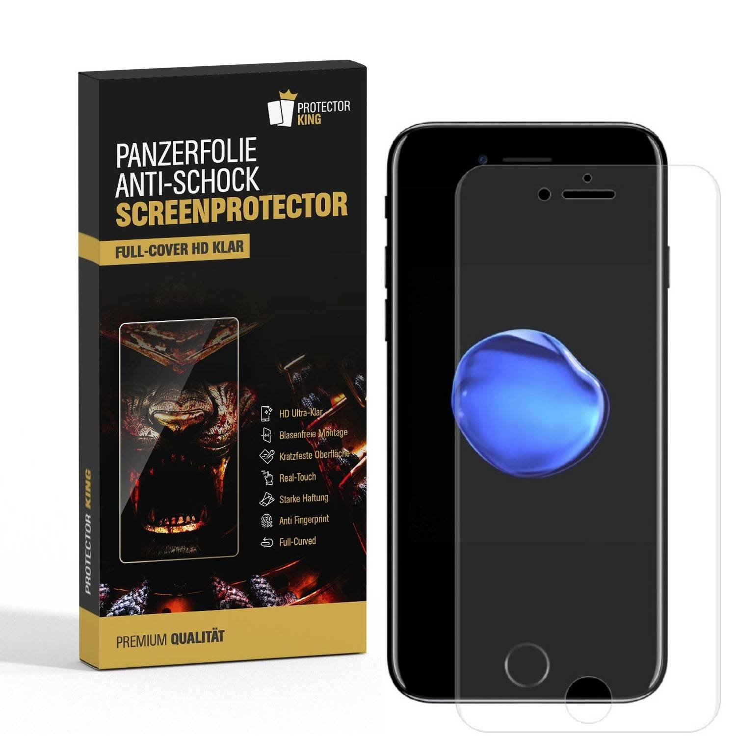 2x 9H Nano-Glass für iPhone 8 FULL COVER 3D KLAR Anti-Shock Anti-Bruch Anti-Stoß Anti-Schmutz Panzernanoglas Displayschutz Schutzfolie Panzerfolie