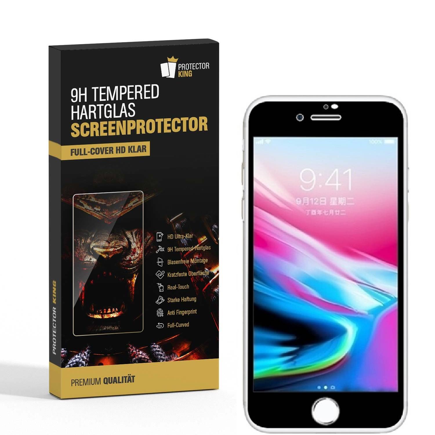2x 9H Hartglas für iPhone 6 6S FULL COVER Panzerfolie Displayschutzfolie KLAR SW Panzerglas Schutzfolie