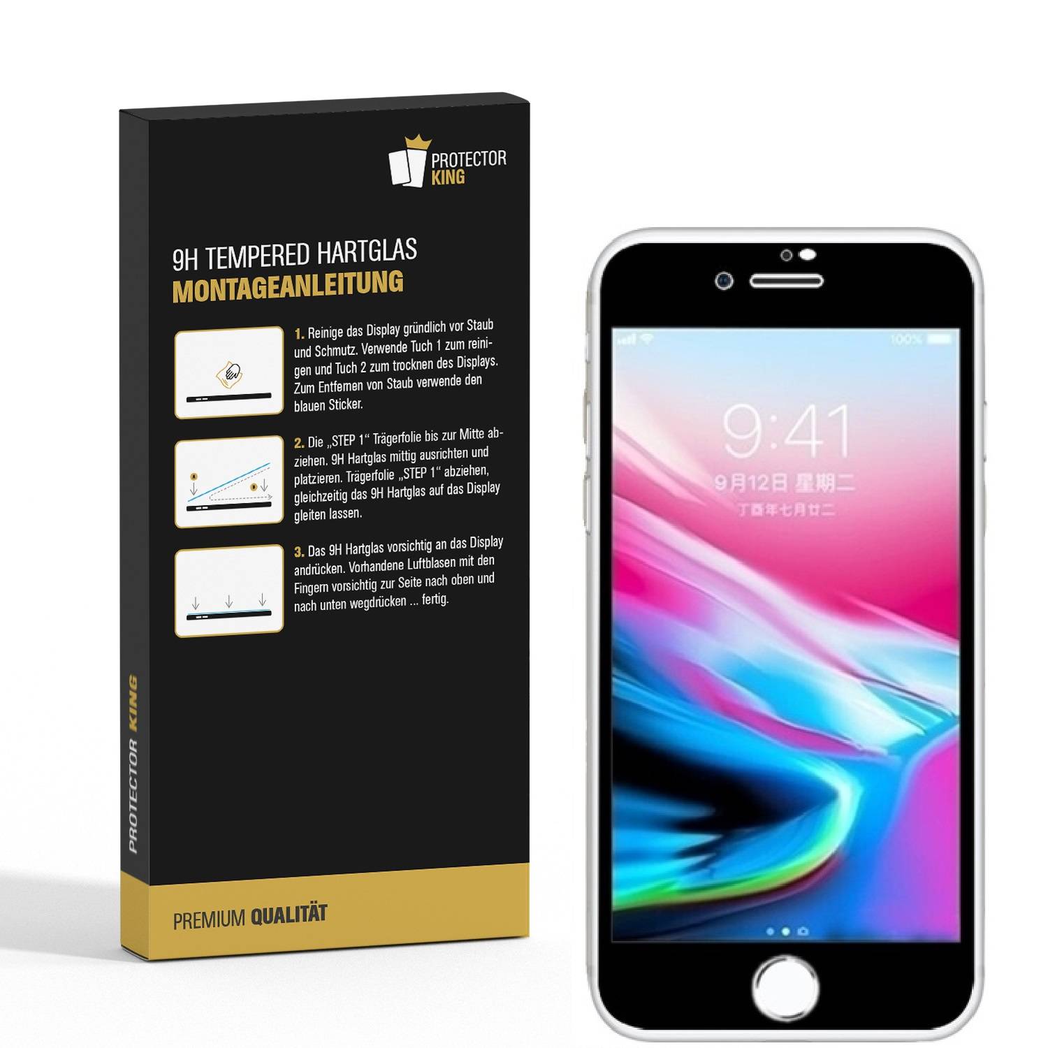 2x 9H Hartglas für iPhone 6 6S FULL COVER Panzerfolie Displayschutzfolie KLAR SW Panzerglas Schutzfolie