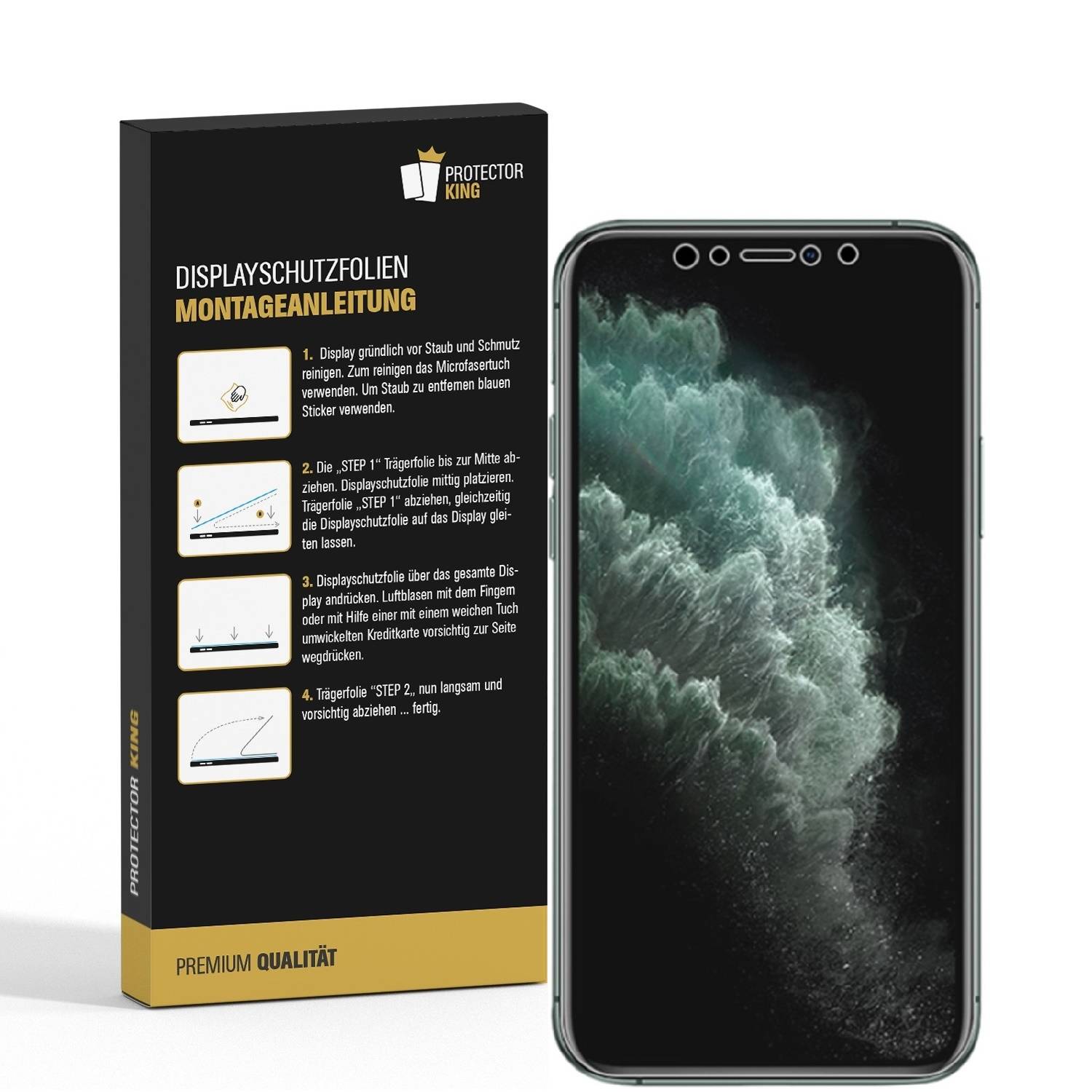 1x Displayschutzfolie für iPhone 11 Pro Max FULL COVER Displayfolie HD ULTRA KLAR