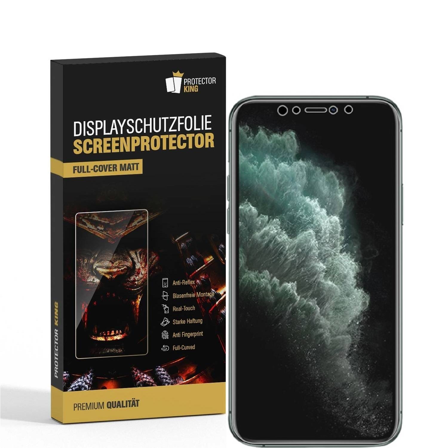 2x Displayschutzfolie für iPhone XS Max ANTI-REFLEX FULL COVER Displayfolie MATT