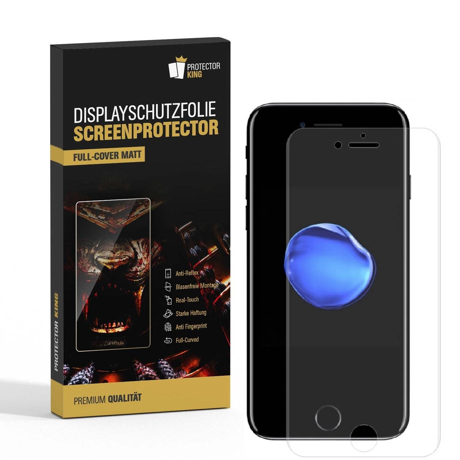 1x Displayschutzfolie für iPhone 7 FULL COVER ANTI-REFLEX Displayfolie MATT