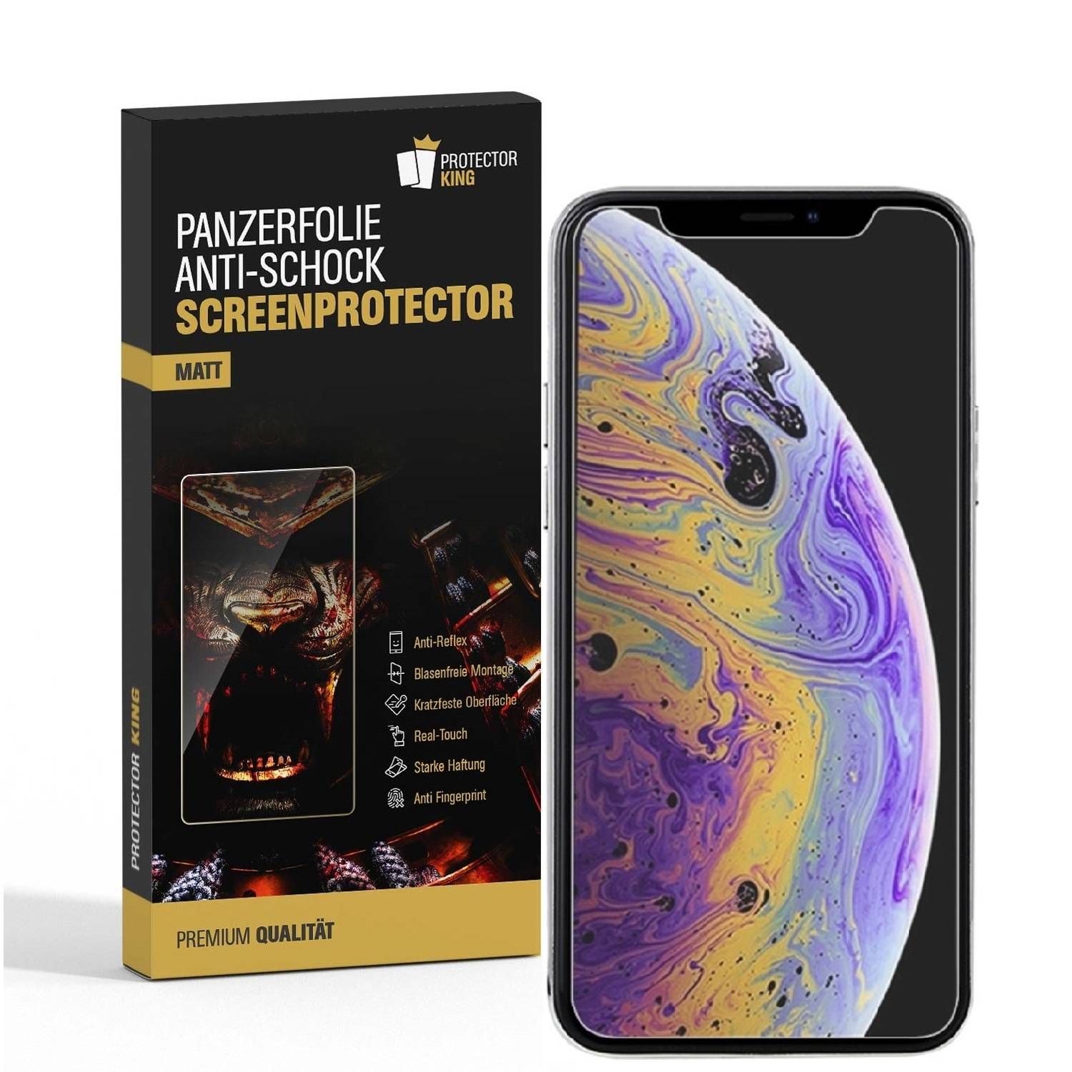 2x Panzerfolie für iPhone XS ANTI-SCHOCK Displayschutzfolie Schutzfolie HD MATT