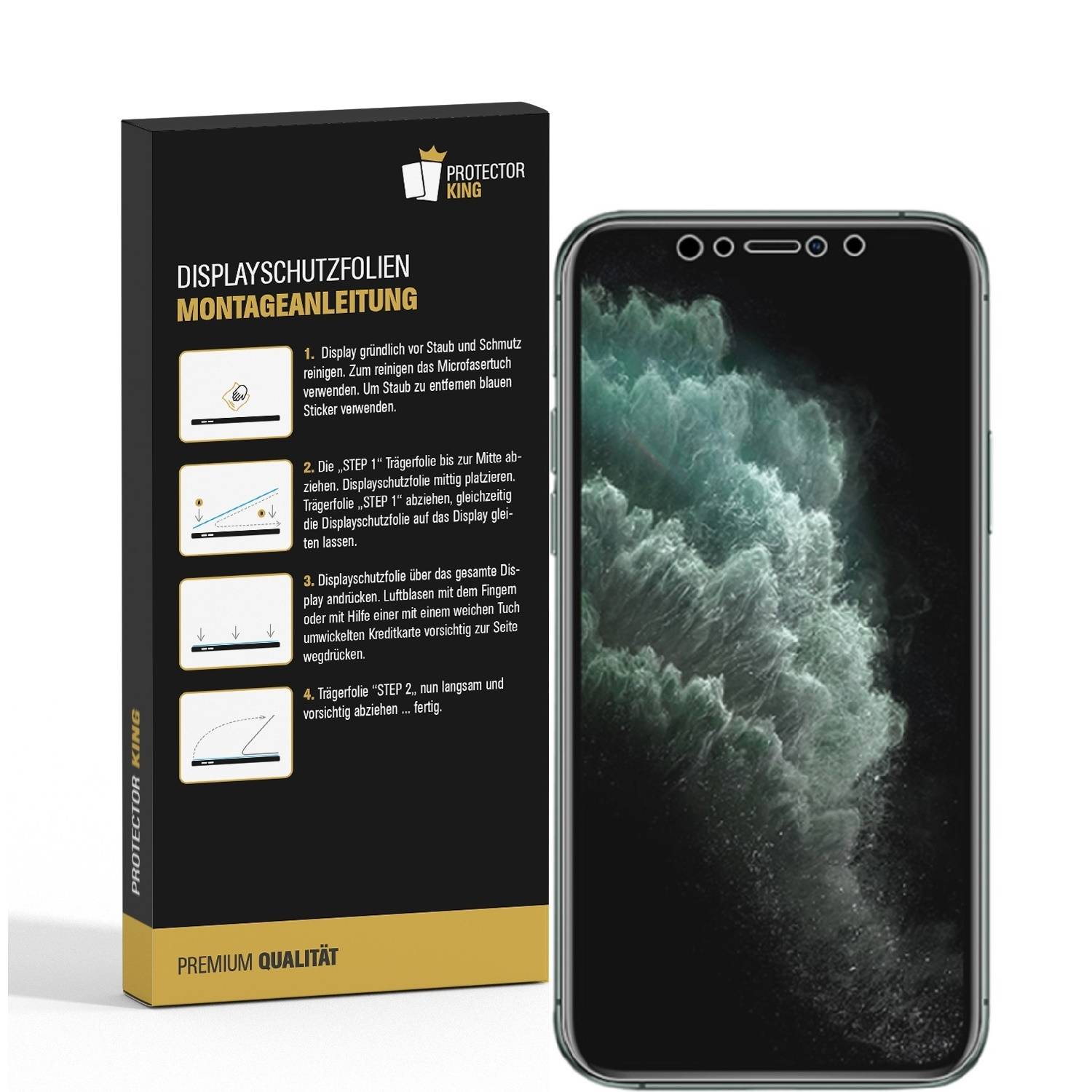 4x Panzerfolie für iPhone XS Max ANTI-SCHOCK FULL COVER Displayschutzfolie MATT