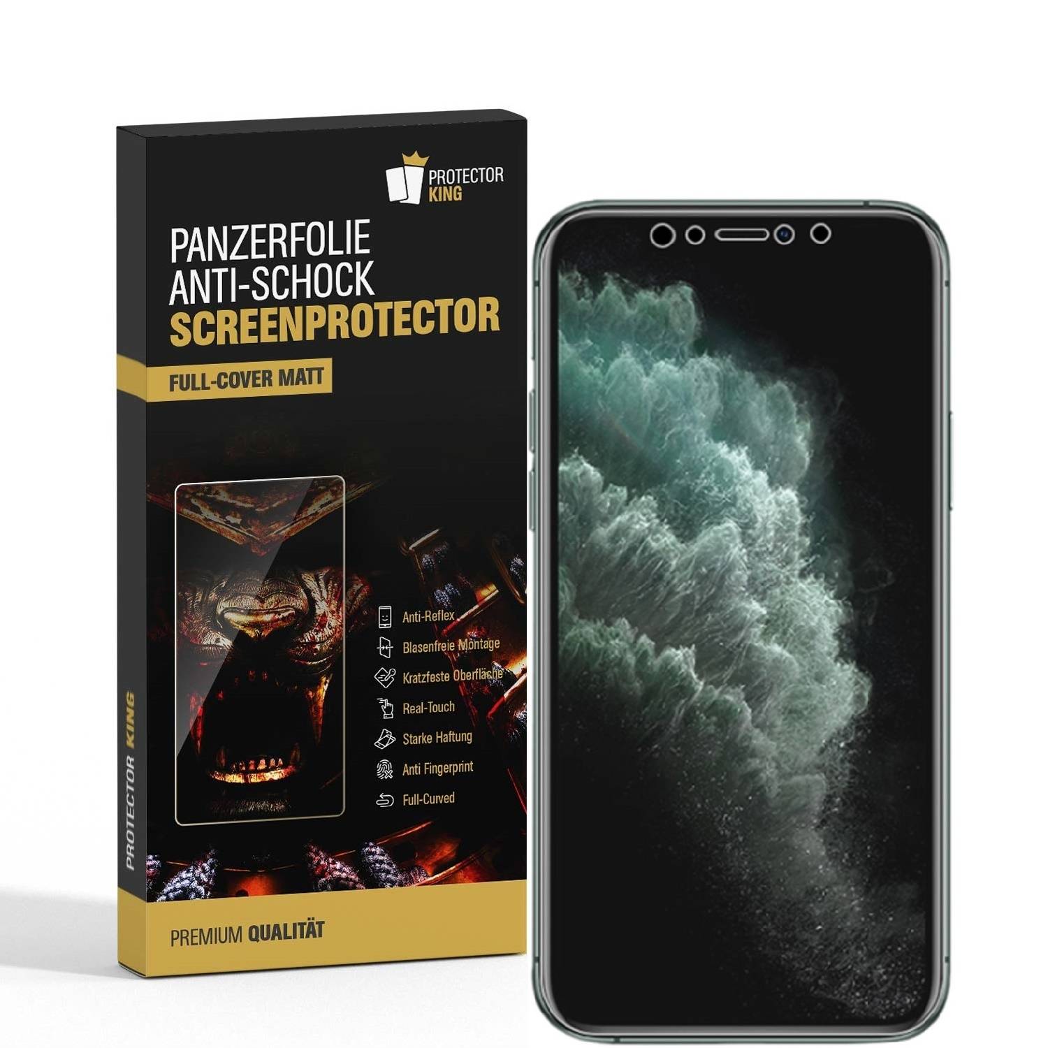 1x Panzerfolie für iPhone XS Max ANTI-SCHOCK FULL COVER Displayschutzfolie MATT