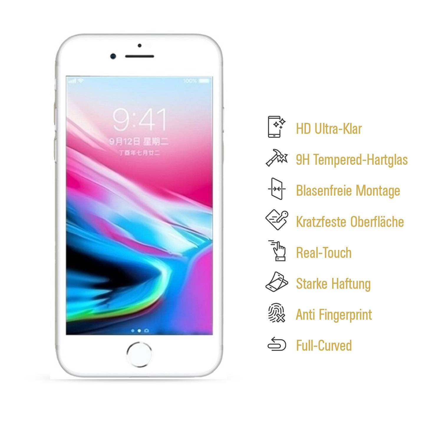 1x 9H Hartglas für iPhone 6S Plus FULL COVER Panzerfolie Displayschutzfolie WS