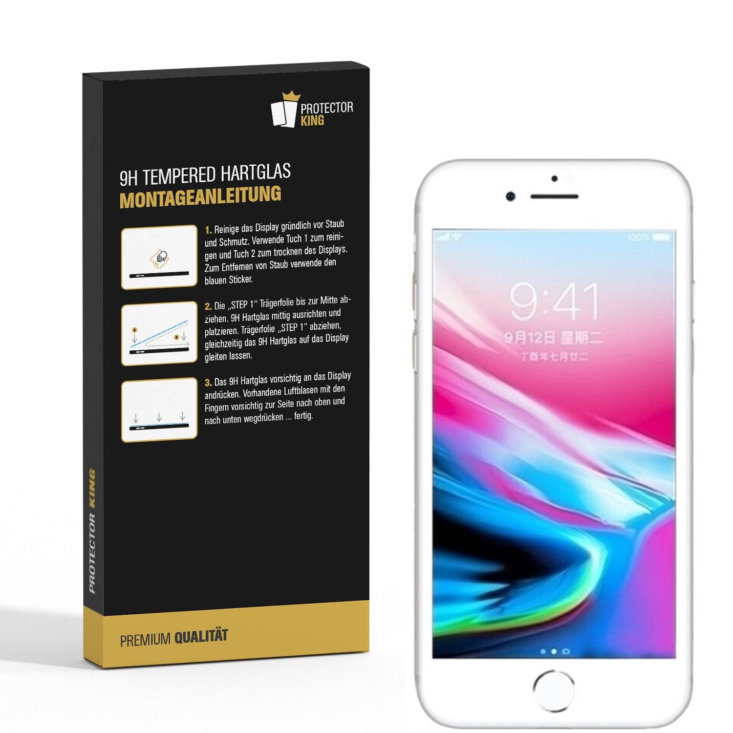 2x 9H Hartglas für iPhone 6S Plus FULL COVER Panzerfolie Displayschutzfolie WS