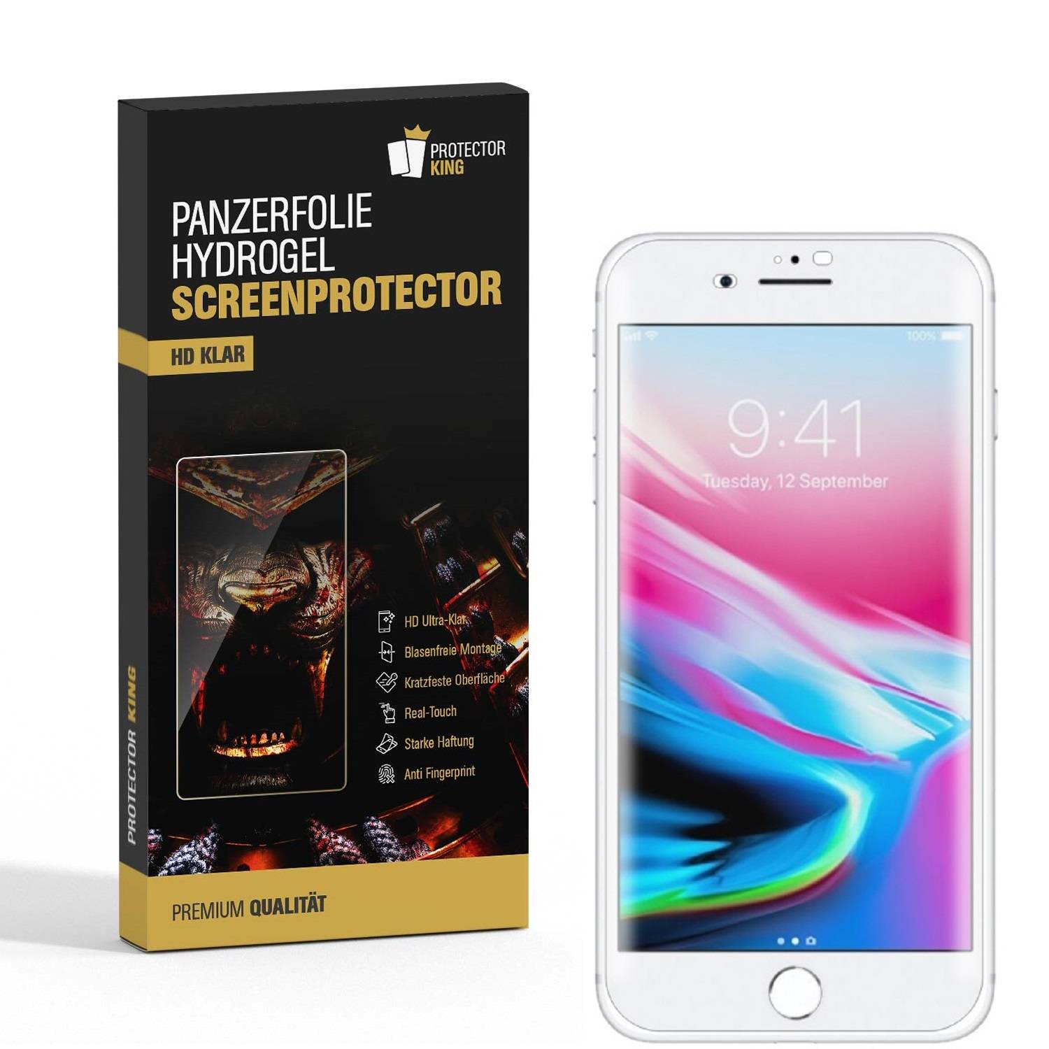 2x Hydrogel-Glass für iPhone 7 Selbstheilend für Micro Kratzer 3D KLAR Panzerfolie Displayschutz Schutzfolie Screen-Protector