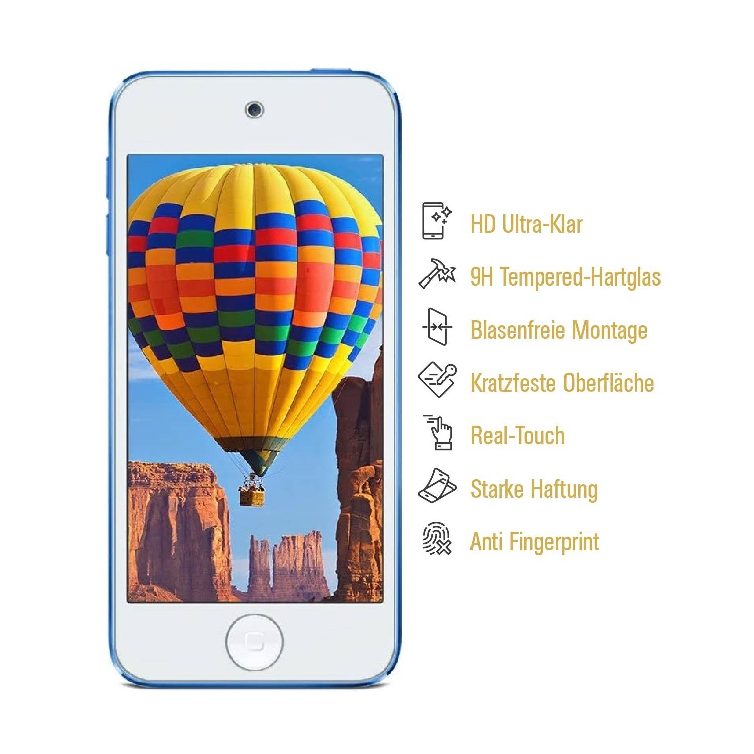 2x 9H Hartglas für iPod Touch 6 Generation Displayschutzfolie Glaspanzer HD KLAR