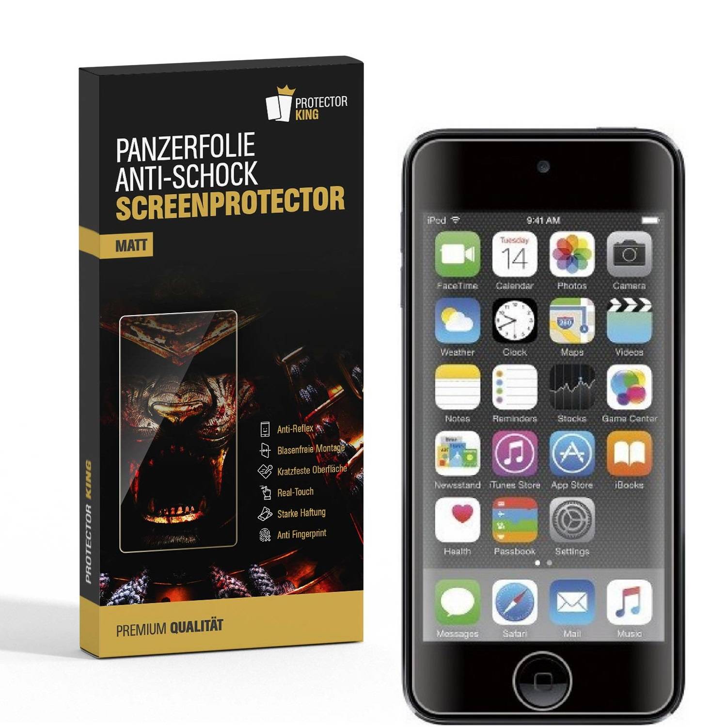 3x Panzerfolie für iPod Touch 7 Generation ANTI-SCHOCK Displayschutzfolie MATT