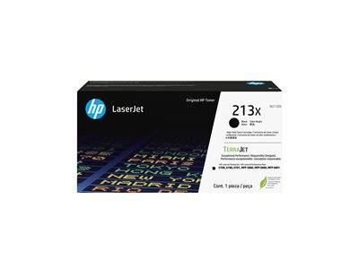 HP LaserJet 213X Tonerkassette mit umweltfreundlichem TerraJet-Logo, das die Eignung für kompatible Drucker anzeigt.