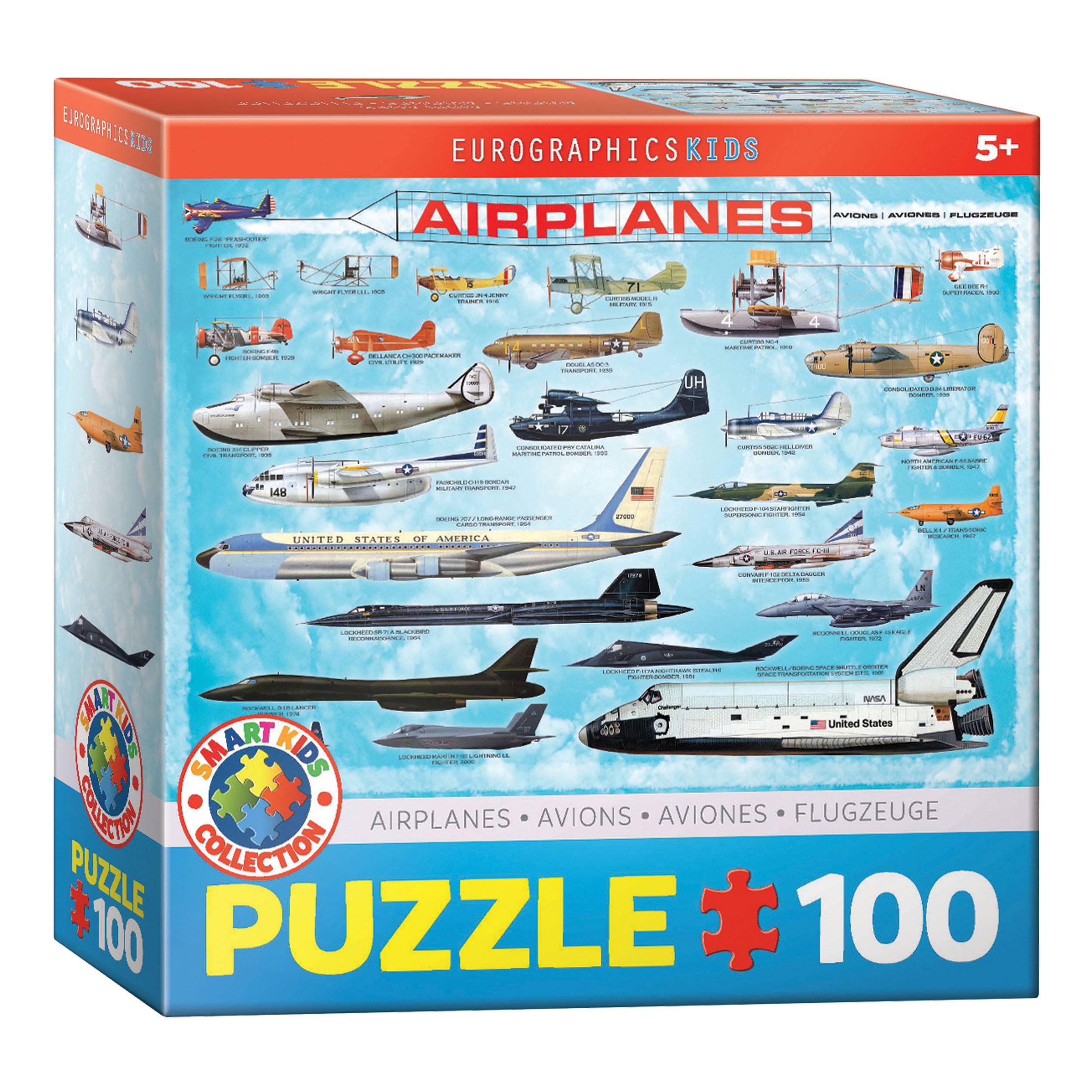 Eurographics Puzzle Flugzeuge, Kinderpuzzle, 100 Teile, 48 x 33 cm, 6100-0086