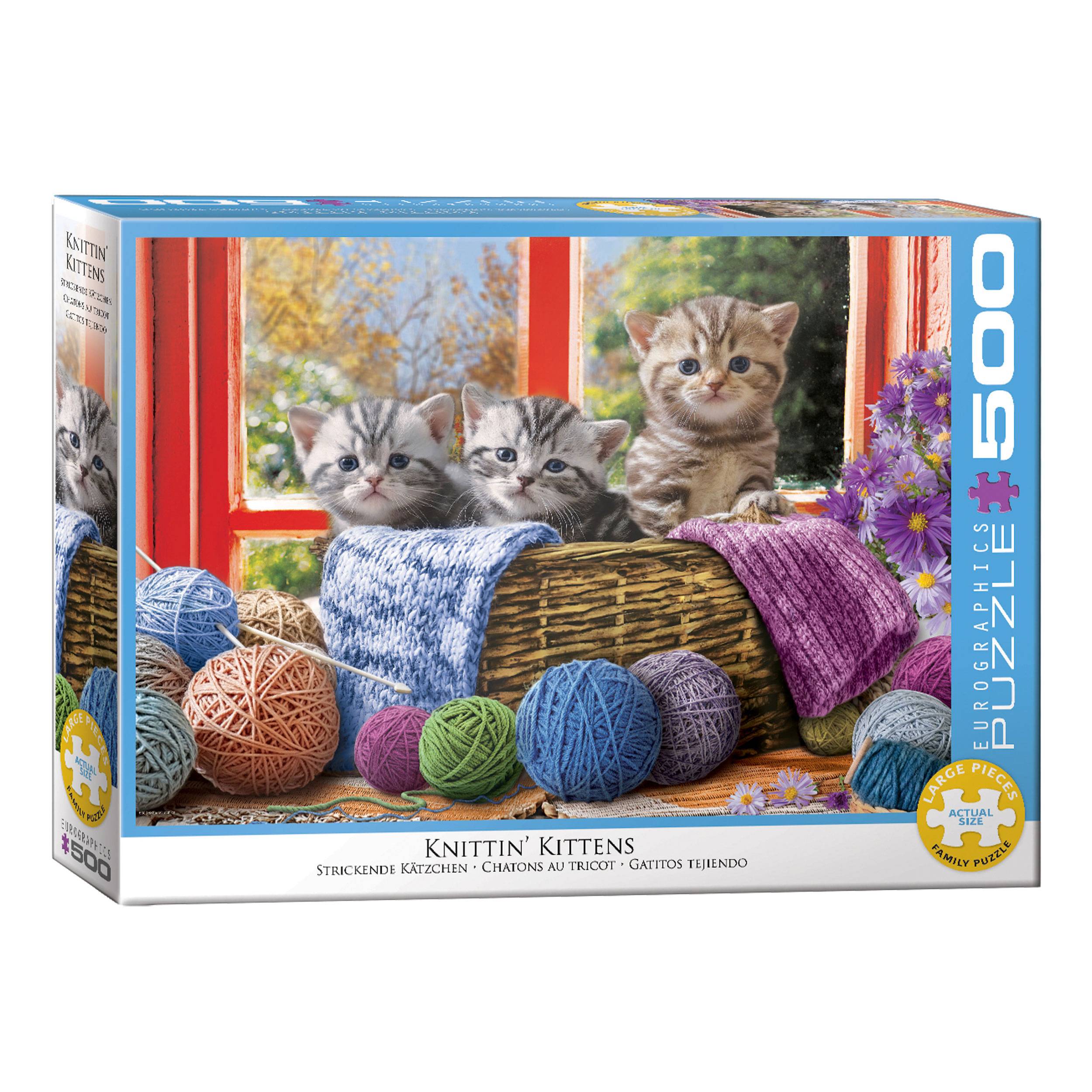 Eurographics Puzzle Strickende Kätzchen, Katzen, 500 Teile, 68 x 48 cm, 6500-5500