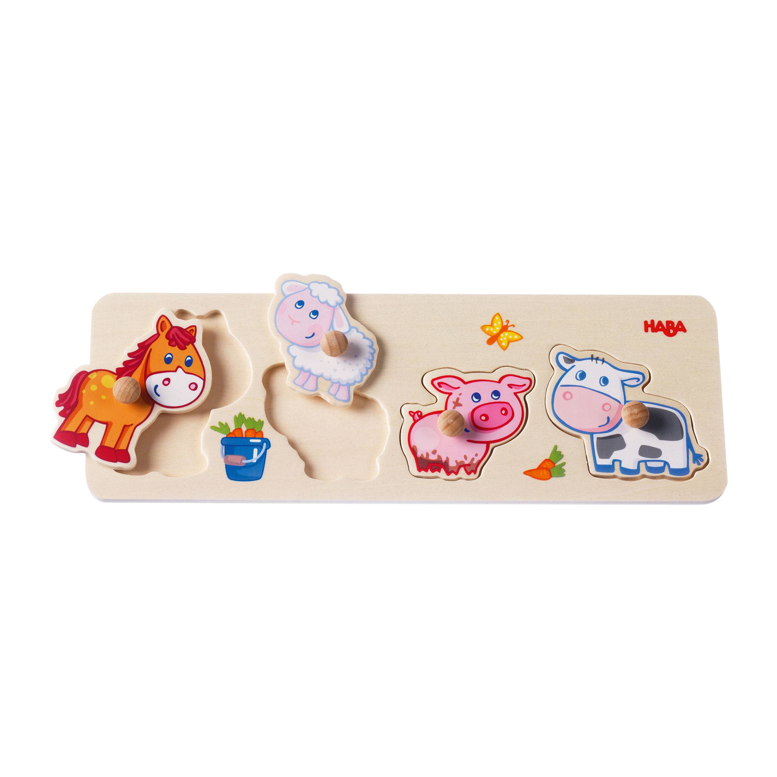 HABA Greifpuzzle Bauernhof-Tierkinder, Greif Puzzle, Puzzlespiel, Kinderpuzzle, Spielzeug, 301939