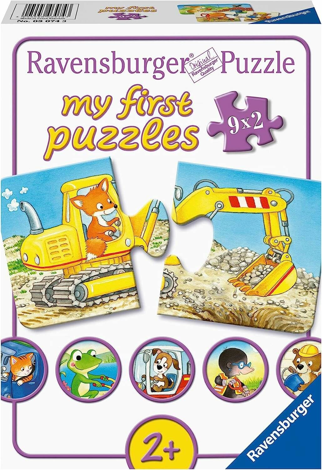 Ravensburger Puzzle Animals In Construction - My First Puzzles - 9x2 Pieces - Children's Puzzle