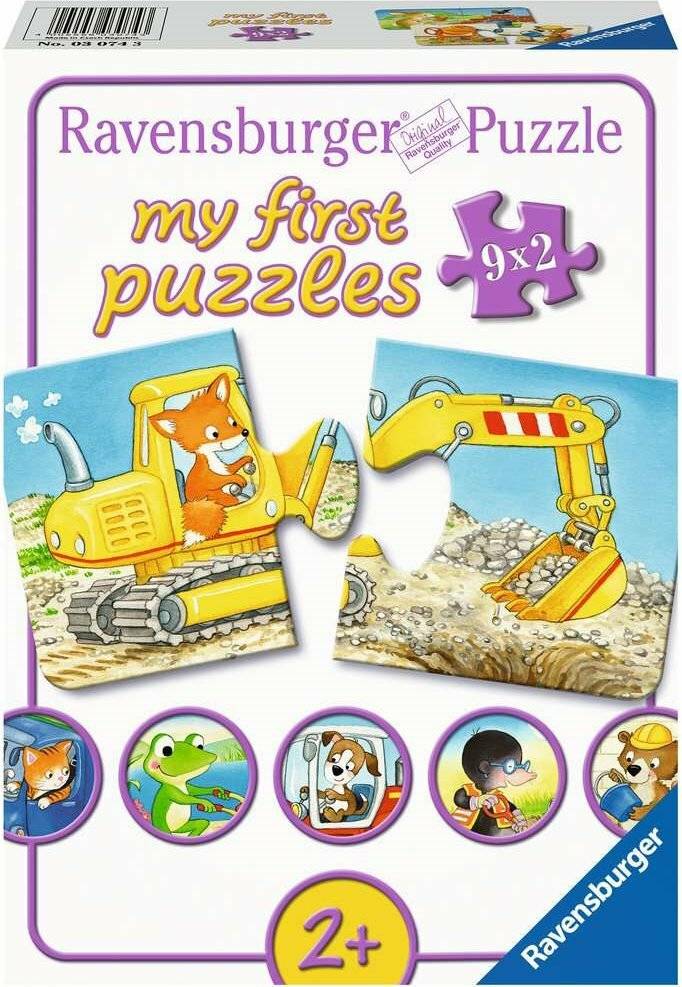 Ravensburger Puzzle Animals In Construction - My First Puzzles - 9x2 Pieces - Children's Puzzle