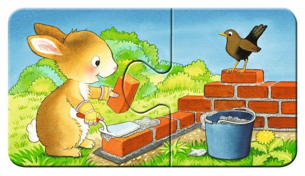 Ravensburger Puzzle Animals In Construction - My First Puzzles - 9x2 Pieces - Children's Puzzle
