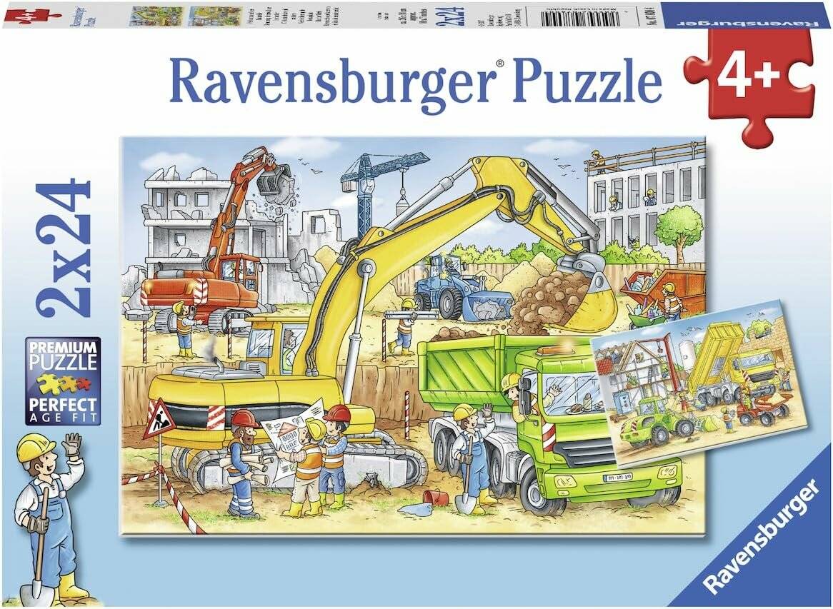 Puzzle 2x24 Teile Viel zu tun auf der Baustelle ab 4 Jahre Zwei Puzzles für doppelten Puzzlespaß