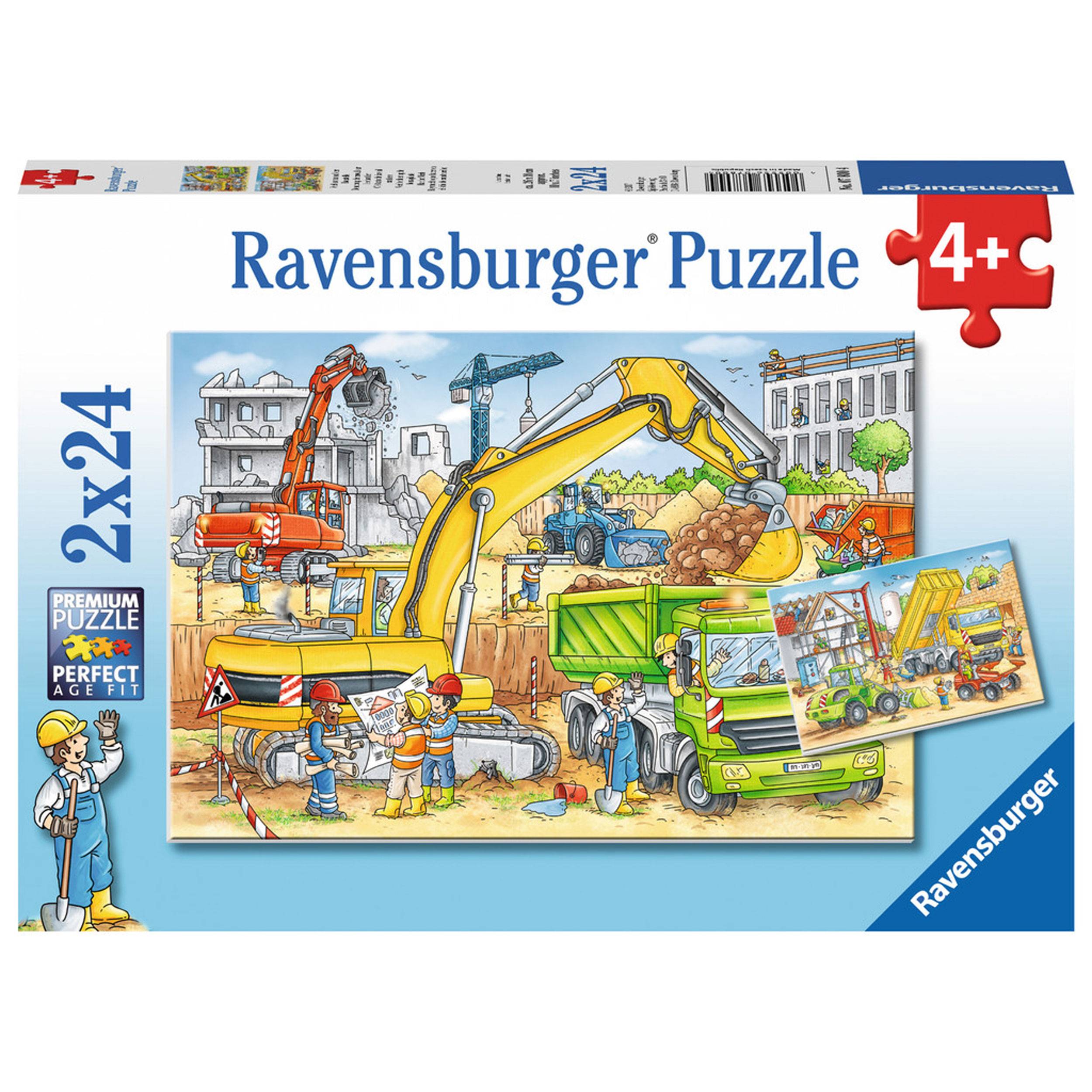 Ravensburger Puzzle Viel Zu Tun Auf Der Baustelle, Inklusive Mini-Poster, 2 x 24 Teile, 07800 4