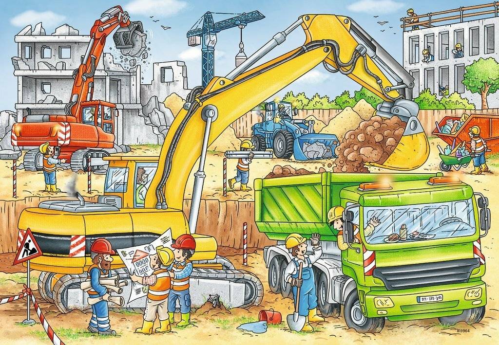 Puzzle 2x24 Teile Viel zu tun auf der Baustelle ab 4 Jahre Zwei Puzzles für doppelten Puzzlespaß