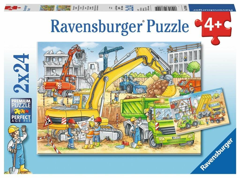 Puzzle 2x24 Teile Viel zu tun auf der Baustelle ab 4 Jahre Zwei Puzzles für doppelten Puzzlespaß
