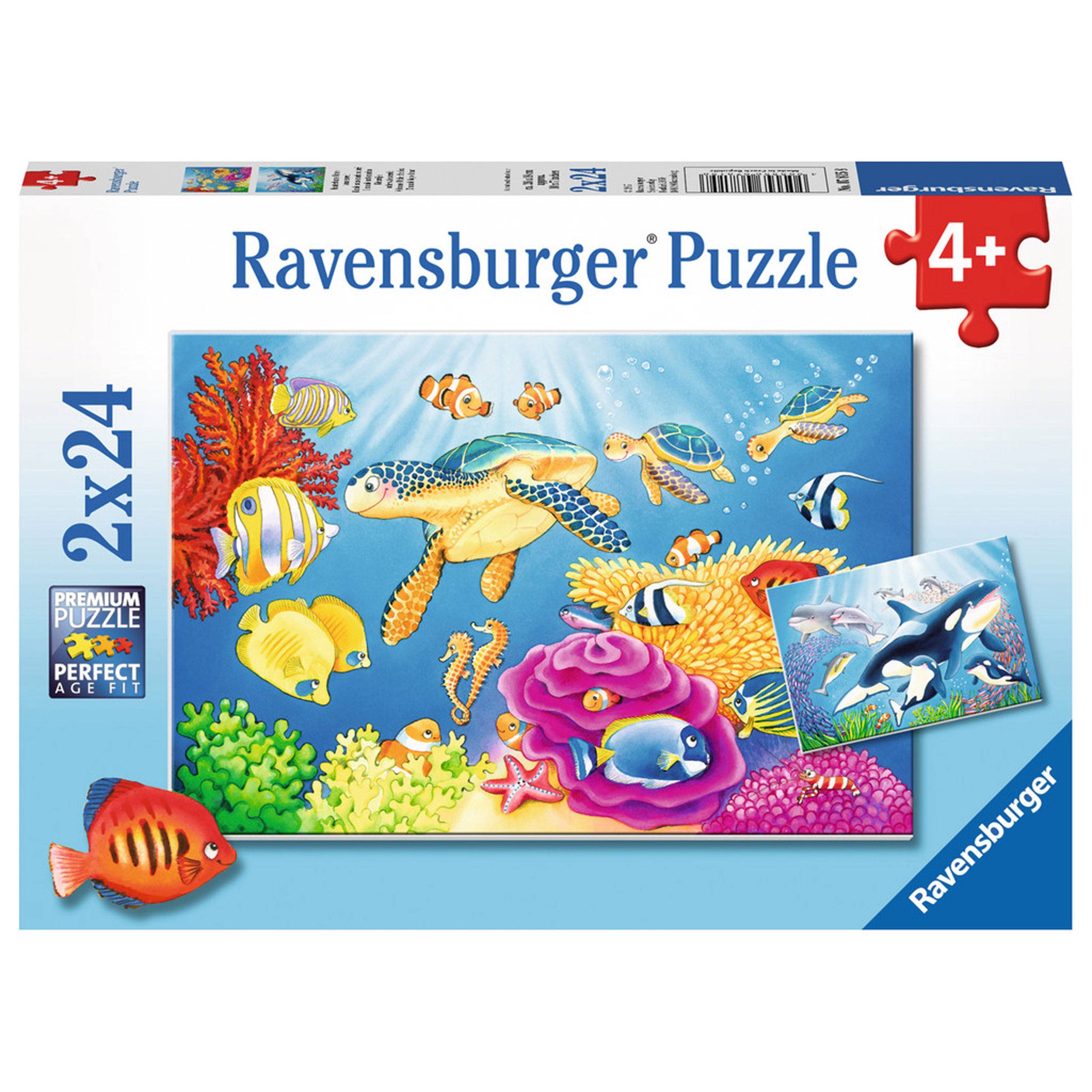 Ravensburger Puzzle Kunterbunte Unterwasserwelt, Inklusive Mini-Poster, 2 x 24 Teile, 07815 8