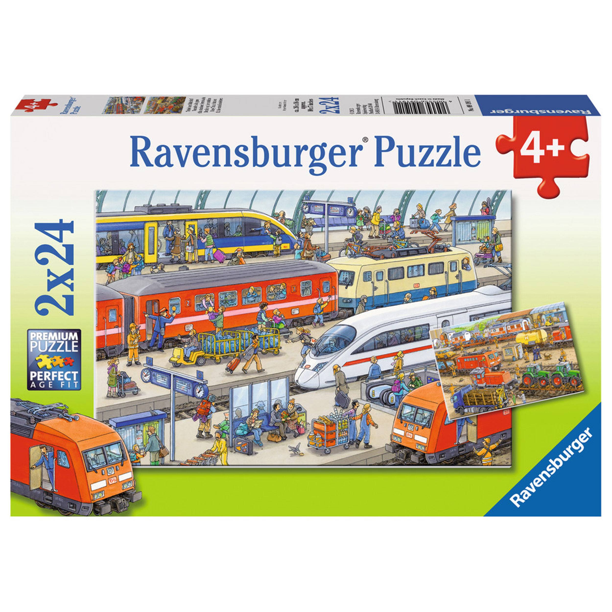 Ravensburger Puzzle Trubel Am Bahnhof, inklusive Mini-Poster, 2 x 24 Teile, 09191 1