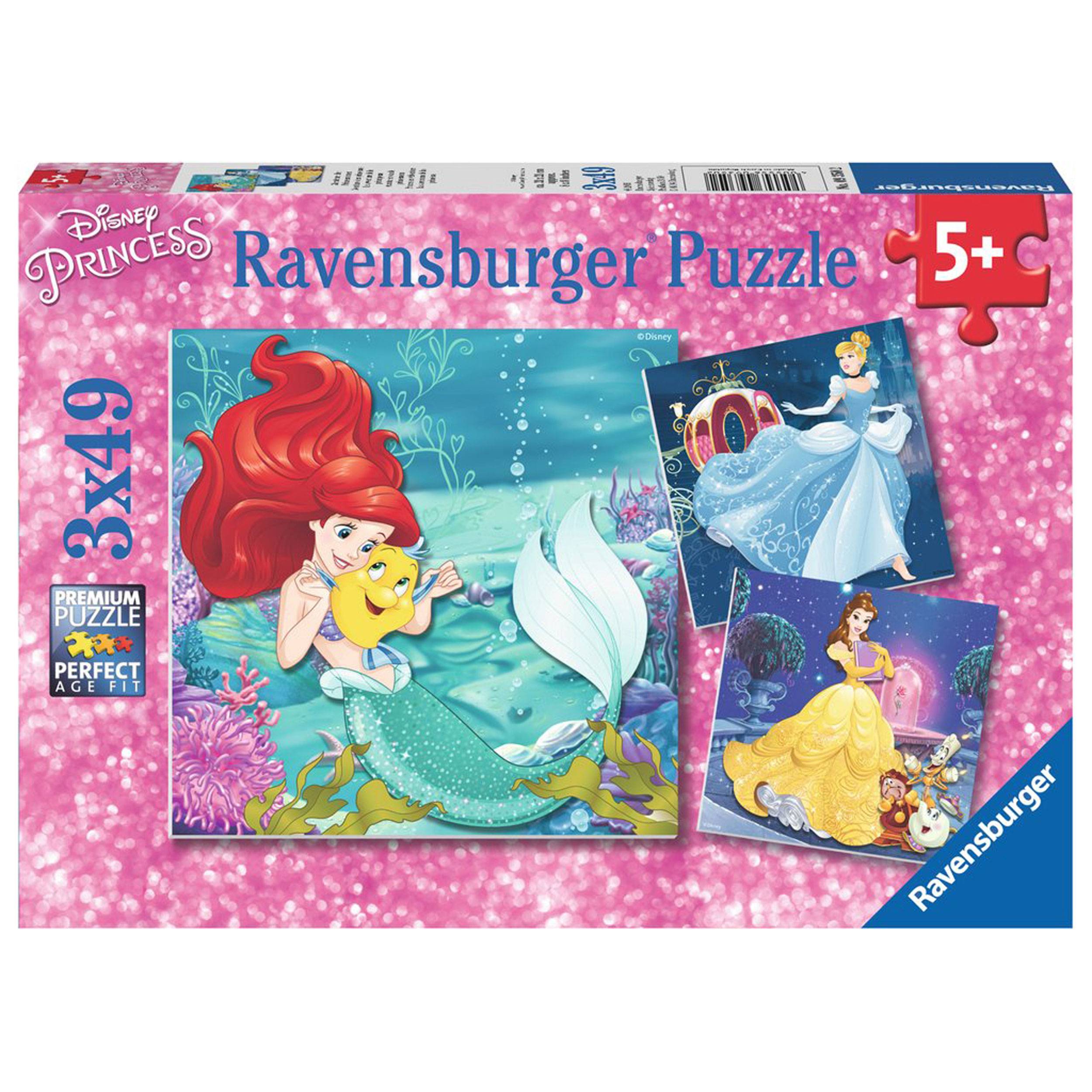 Ravensburger Puzzle Disney Abenteuer Der Prinzessinnen, inklusive Mini-Poster, 3 x 49 Teile, 09350 2