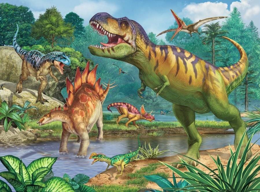 RAVENSBURGER Puzzle Prähistorische Dinosaurierwelt XXL 100 Teile + Malbuch