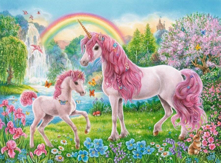 RAVENSBURGER Puzzle Magic Unicorns XXL 100 Teile + Malbuch