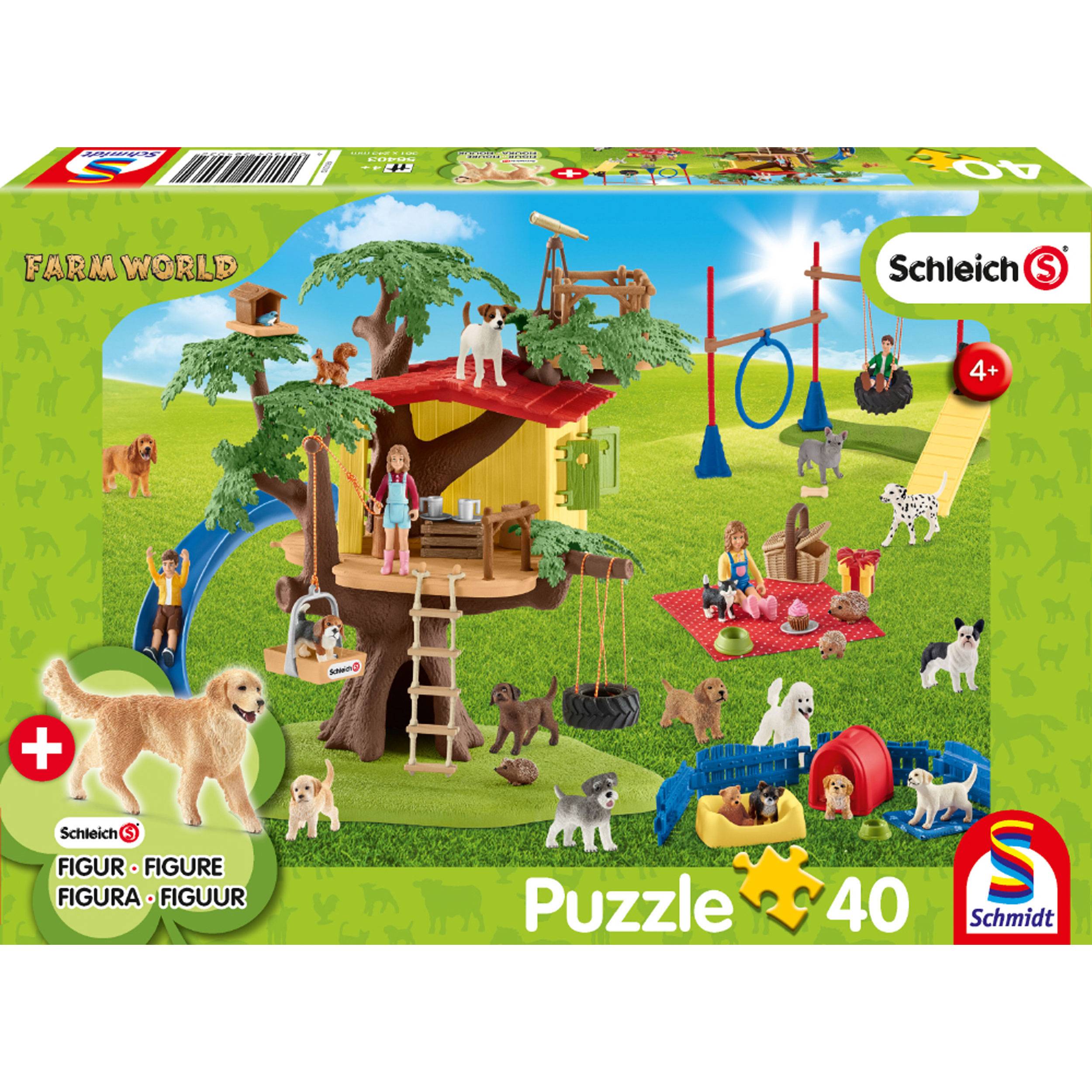 Schmidt Spiele Schleich Farm World Fröhliche Hunde, 40 Teile, 56403