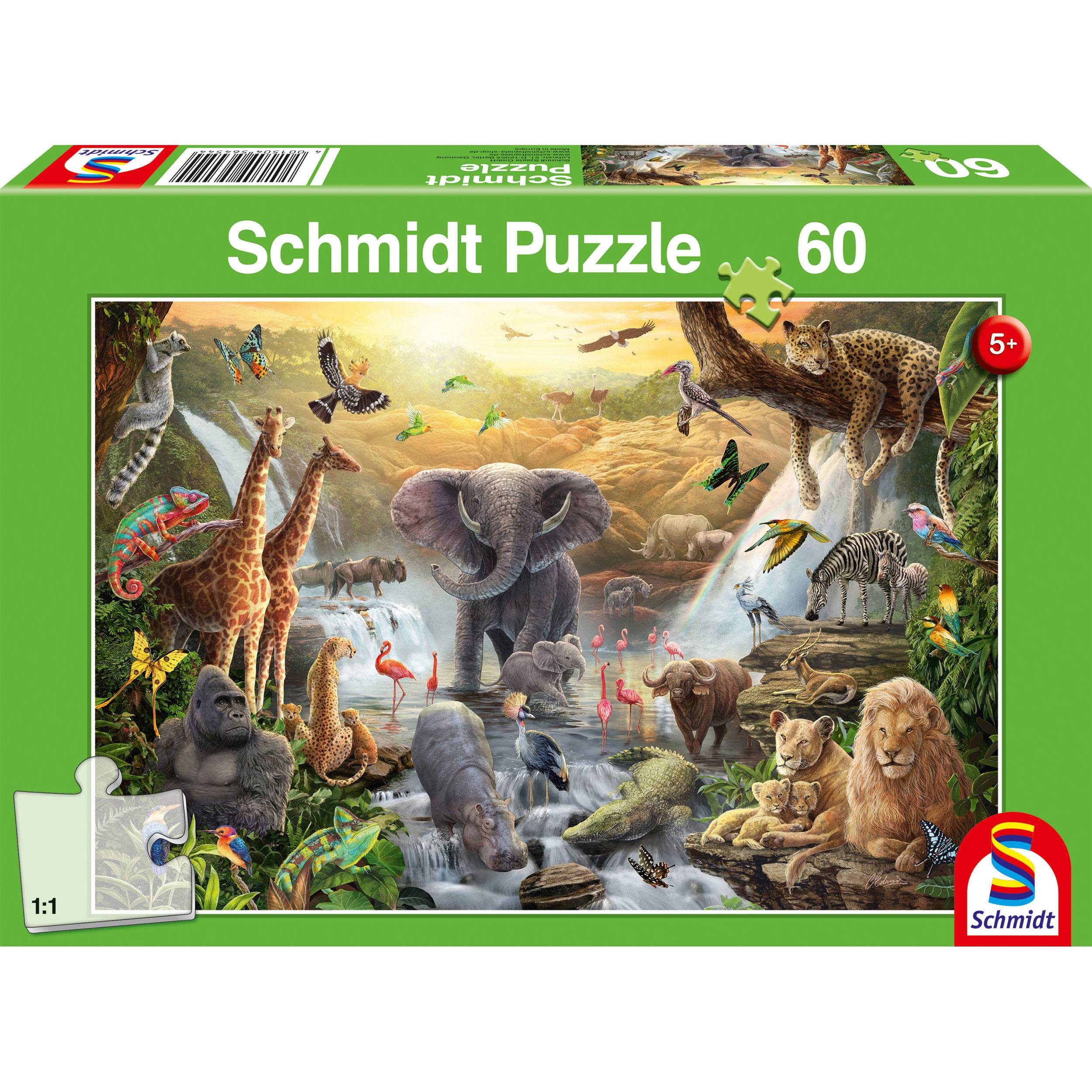 Schmidt Spiele Tiere in Afrika, Kinderpuzzle, Kinder Puzzle, ab 5 Jahre, 60 Teile, 56454