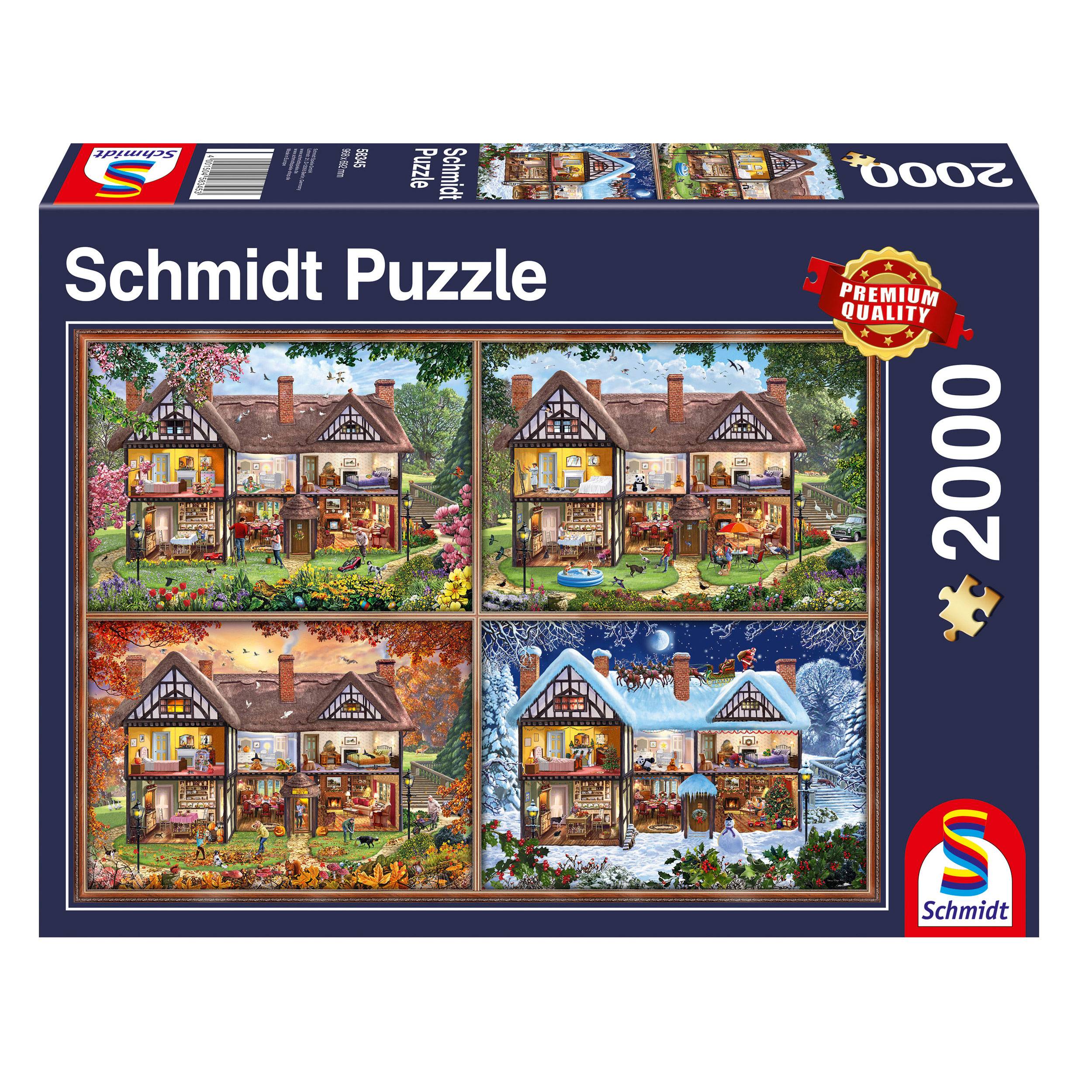 Schmidt Spiele Jahreszeiten Haus, 2000 Teile, Erwachsenenpuzzle, Puzzle, Steckpuzzle, 58345